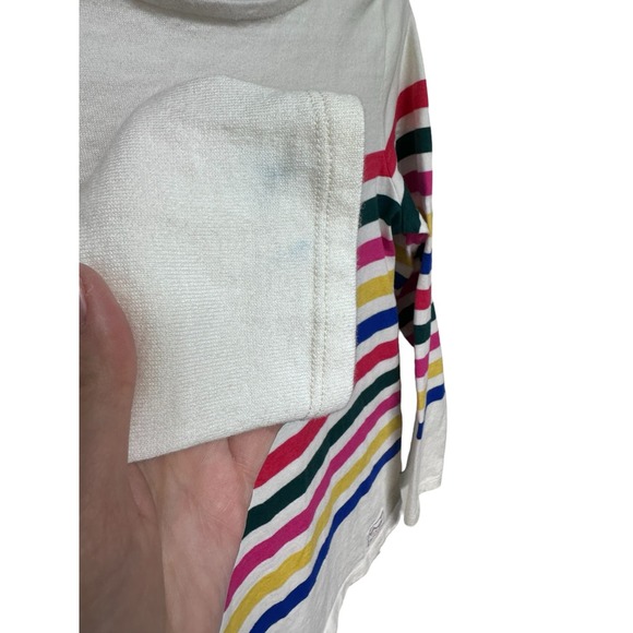 TALBOTS Authentic Classic Color Stripe Ivory Cotton Pullover Tee Top Size Medium - Picture 6 of 6